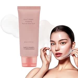 MIGUHARA Rose Collagen Wrapping Mask - Elasticity & Firming Korean Glass Skin Peel Off Mask - Damask Rose & Hydrolyzed Collagen to Minimize the Appearance of Pores & Enhance Glow (2.02 fl.oz)