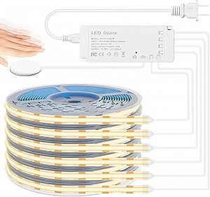 Lichaser COB LED Strip Light 9.84ft, 6 Rolls of Flexible COB for Acoustic Panel and Cabinet Lighting Parallel with 3000K Dimmable Touch Sensor Switch, Cuttable for Slat Wall Panels, Shelf, Closet