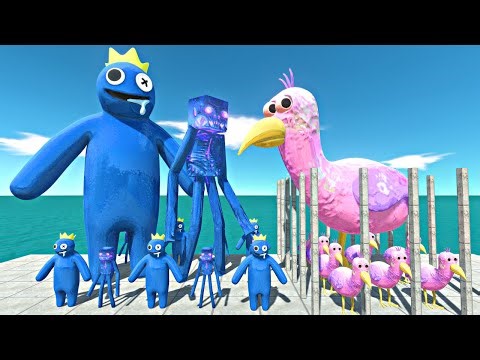 Rainbow Friends Blue + Enderman Rescues Opila Bird and Fight - Animal Revolt Battle Simulator