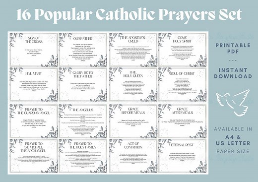 Catholic Prayer Cards | Printable Religious Gift (PDF Download) - Etsy