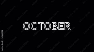 October animation text. Name of month with transparent background. Alpha channel. October lettering.