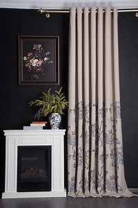 Beige Floral Embroidered Curtain Panel: Luxury Living Room Drapes - Etsy