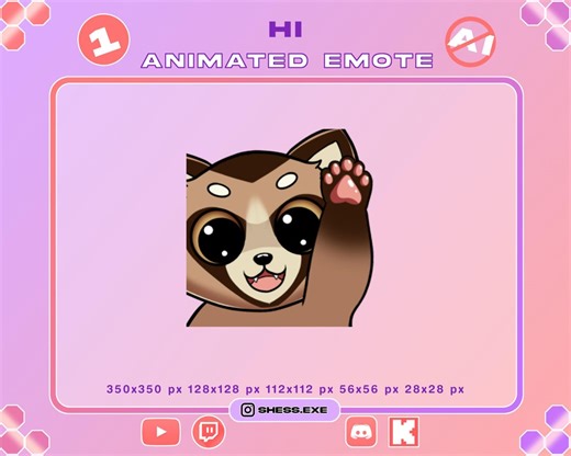 Animated Hi Tanuki Emote / Hello Emote / for Twitch, Discord, Youtube, Kick... - Etsy