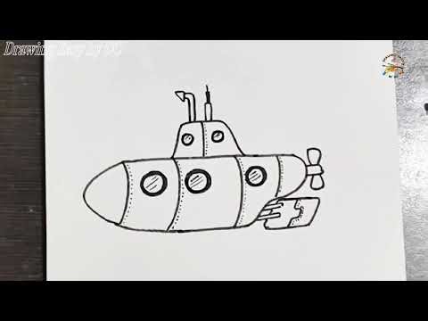 Submarine Drawing Easy | Submarine day drawing | draw submarine | submarine ki drawing | pandubbi