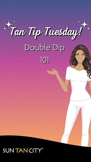 In today’s Tan Tip Tuesday, we’re talking Double Dips! ✌️P.S. You can double dip for JUST $15 right now through August 31st 🫢 Tap that link in our bio for more info 💖 Have a question for the glow pros? 💭 Drop it down in our comments and we may cover it for our next Tan Tip Tuesday! • • • #tantip #tantiptuesday #doubledip #spraytan #tan #tanning #suntancity #letyourselfshine | Sun Tan City