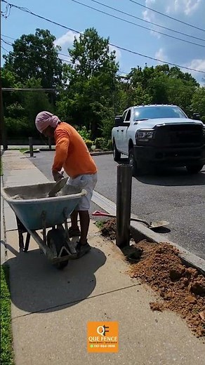 Strong Foundations: Installing Bollards with Concrete#FenceBuilding #FenceConstruction