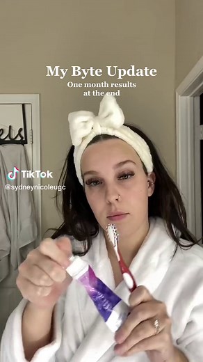 ONE MONTH results with Byte! Save on your impressions and treatment in my 🔗 #bytepartner #bytealigners #straighterteeth #nighttimeroutine