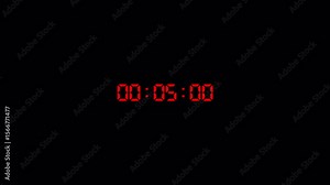 One minute digital countdown timer animation, digital stopwatch count up with minutes, seconds, milliseconds from 0 to 60 seconds on transparent background, Countdown video with alpha channel.