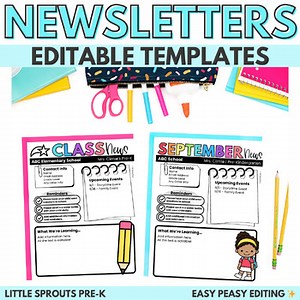 Editable Parent Newsletter Template | Full Year Preschool Newsletter Template