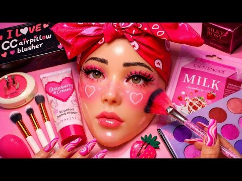 ASMR Pink Makeup on Mannequin 💗 (No Talking)
