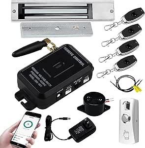 HERNAS Smart Phone APP Unlocking Access Control System Kit, with Remote Controllers / 280KG(600lbs) Magnetic Lock/Power Adapter, Lock Delay Time Adjustable