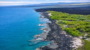 A lava sand beach on Hawaii’s Big Island