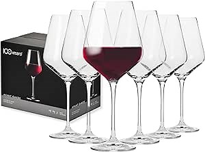 Krosno Classic Red Wine Glasses Set of 6 pieces, 16.6 oz, Avant-Garde Collection, Crystal Glass Thin Rim Long Stem Unique Elegant Premium, Dishwasher Safe, Made in Europe