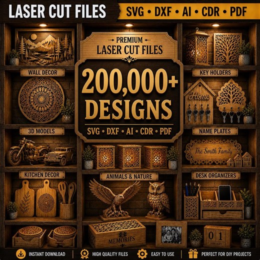Laser Cut Files 200,000+ Mega Bundle DXF SVG 3D 2D Designs CNC Cutting File Cdr Ai Eps Vector Engraving Pattern, Ultimate Laser Mega Pack - Etsy