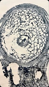 Day 125 “Pecky Sinker Cypress No. 3” Relief print of Pecky Cypress, that came off the bottom of a lake in low country South Carolina, on handmade paper using black ink. 35” x 24” #treeprint #art #woodgrain #nature #art #patternsinnature #sapwoodworks | Stephen King