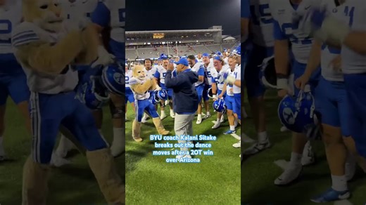 Video: BYU coach Kalani Sitake breaks out some dance moves after the win over Arizona - KSL Sports