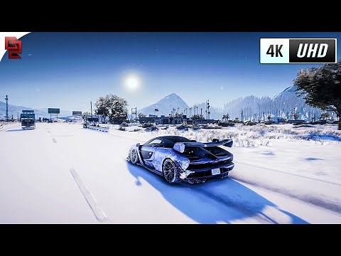 GTA V - NaturalVision: Evolved Ultra Realistic 2021 Graphics ❄️ Winter Snow Map MOD Showcase - 4kUHD
