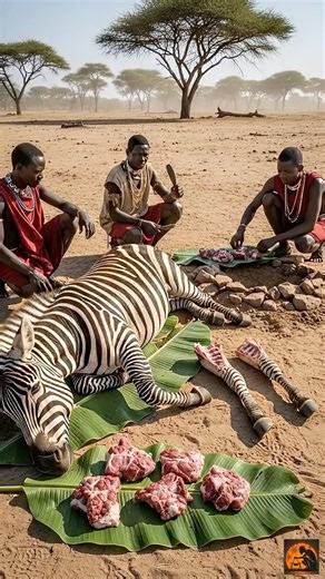 They Steam a Zebra UNDERGROUND… 😱🔥 #primitivecooking #shorts #triballife #africa #ancientcooking