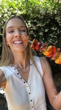 Sticky Soy Pork & Pineapple Skewers on Weber Q