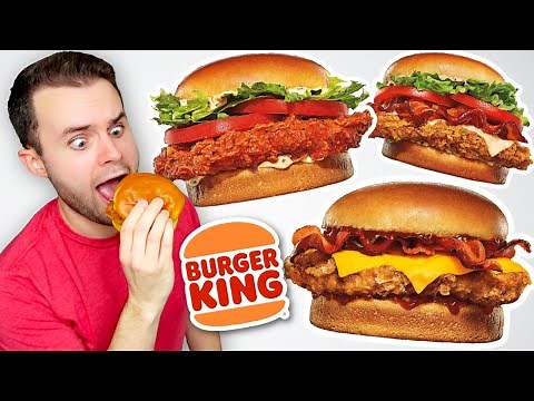 Burger King's 4 NEW Royal Crispy Chicken Sandwiches REVIEW! Spicy, BBQ + More BK!