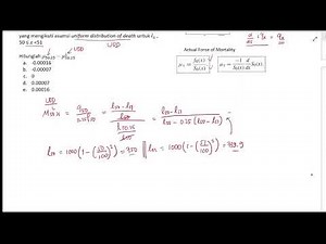Pembahasan Soal PAI A50 Apr 2024 No.2 - Actual Force of Mortality vs UDD