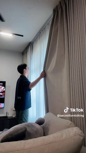 The curtain that always stays perfectly in shape 🤯 #fyp #curtain #memoryfold #home #perfect