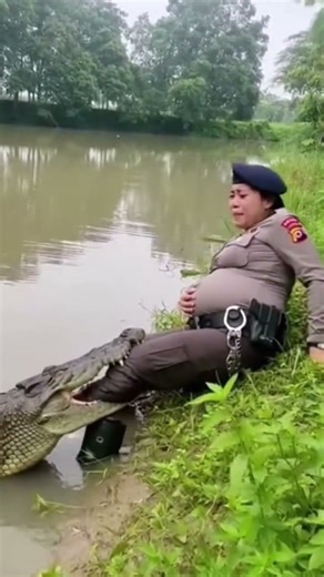 HEBOHH!! POLISI HSMIL DI TERKAM BUAYA DI RAWA SUNGAI #viral #shorts#short