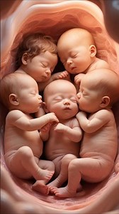 Heartwarming Scene of Triplet Babies Kicking Softly Side by Side Inside the Womb