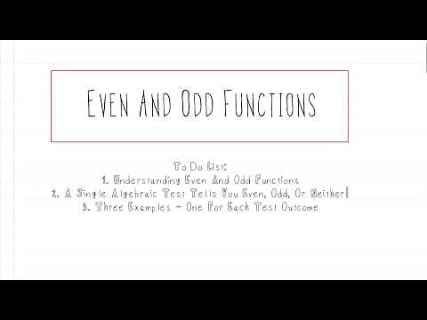 Algebra: Even and Odd Functions (Algebraic Tests with Examples)