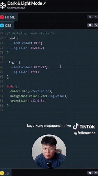 Dark & Light Mode Tutorial with HTML, CSS & JavaScript