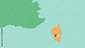 Mapa de Francia con división política resaltando la ciudad de AJACCIO