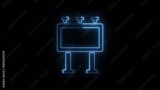 Billboard Icon Animation with Glowing Lines on Black Background