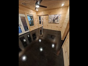 How to stain a concrete floor and apply a topcoat after grinding off old paint.