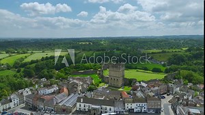 Richmond Castle from a drone, Richmond, North Yorkshire, England