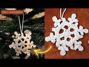 Easy 3 Rounds Only Crochet Snowflake Tutorial | Crochet Christmas Ornaments 🎄