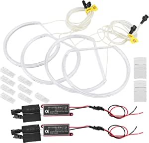 EVGATSAUTO Car White CCFL, High Brightness Halo Rings Fit for E46