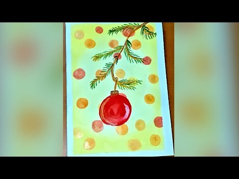 Handmade Christmas Greeting Card 🎄🎁 / Acrylic Painting #christmas #handmade #diy 