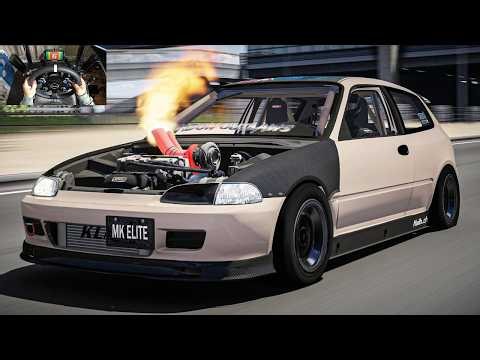 12,400HP AWD Big Turbo Honda Civic EG6 - Assetto Corsa Gameplay