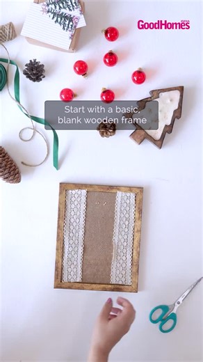 GoodHomes Magazine on Instagram: "When simple wooden frames meet delicate lace trimmings to create that warm and nostalgic magic. Create this simple DIY that adds handcrafted charm to your Christmas corners. #DIYChristmasDecor #UpcycledChristmas #HandmadeHolidays #SustainableDecor #ChristmasCrafts #MantelDecor #CreativeReuse #SlowDecor"