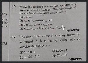 X-rays are produced in an X-ray tube operating at a given accel... | Filo