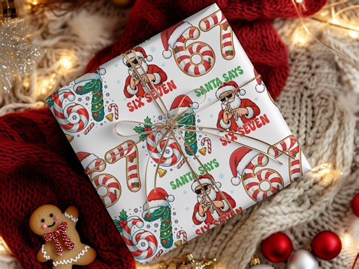 Funny 6 7 Wrapping Paper, Santa Says 6 7 Christmas Wrap Roll, 67 Meme Funny Christmas Gift Wrap for Kids, Teens, Tweens - Etsy