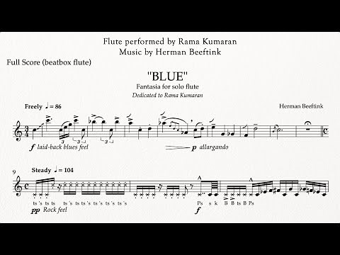 Herman Beeftink - "Blue" for Solo Flute (BEATBOX FLUTE)(sheet music)