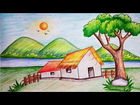 How to draw hillside scenery.Step by step(easy draw)