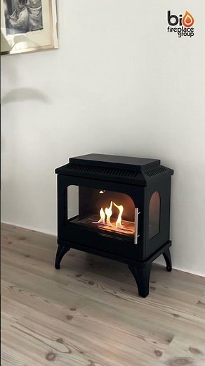 Traditional Fireplace Stove with a Bioethanol Burner and Chimney