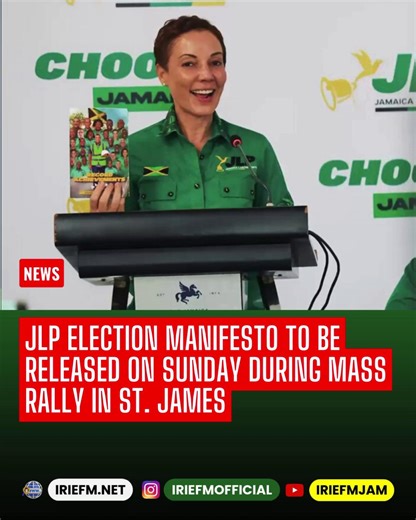 The Jamaica Labour Party (JLP) election manifesto will be released on Sunday during a mass rally in St. James. JLP Achievements and Manifesto Committee Chair, Kamina Johnson Smith made the announcement during a press briefing today. Mrs. Johnson Smith stressed that this is in keeping with the party’s already planned timeline for releasing the document. The People’s National Party noted that the JLP’s criticisms of its manifesto were unfounded given the fact that the JLP did not have one. Click t
