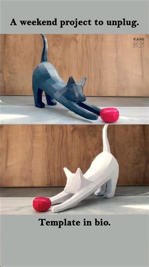 DIY Low Poly Cat Papercraft (Relaxing!) #shorts
