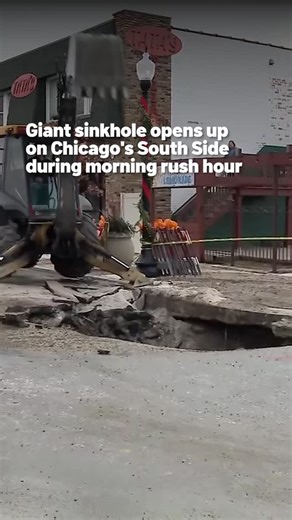 NBC Chicago on Instagram: "A huge sinkhole opened up in the middle of the street on Chicago's South Side this morning during rush hour traffic. Video shows crews working to fix the hole at 111th and Whipple. #sinkhole #traffic #chicago #southside #rushhour"