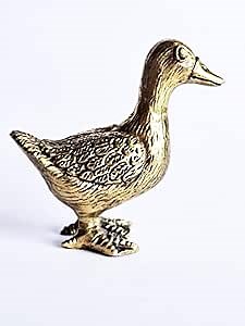 Wealth and Fortune Miniature Brass Duck Figurines, 1pc, 3.5 x 3.5 x 1 cm, for Home, Office, and Souvenir Gifts
