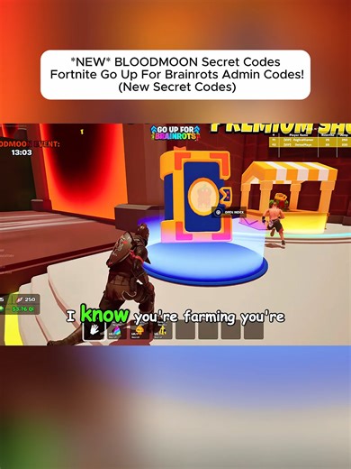 *NEW* BLOODMOON Secret Codes Fortnite Go Up For Brainrots Admin Codes! (New Secret Codes) Part 3 #fortnite #stealthebrainrot #newsecret #secretcodes #brainrotcodes