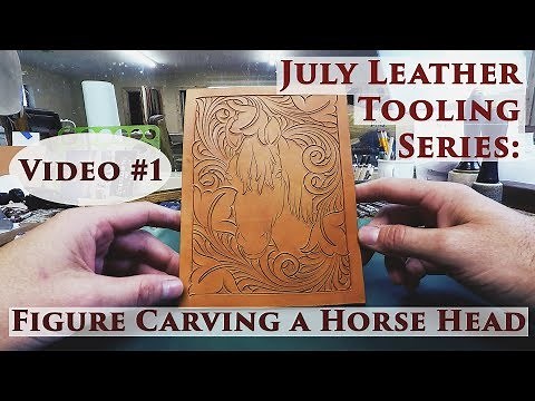 Figure Carving a Horse Head into Leather
